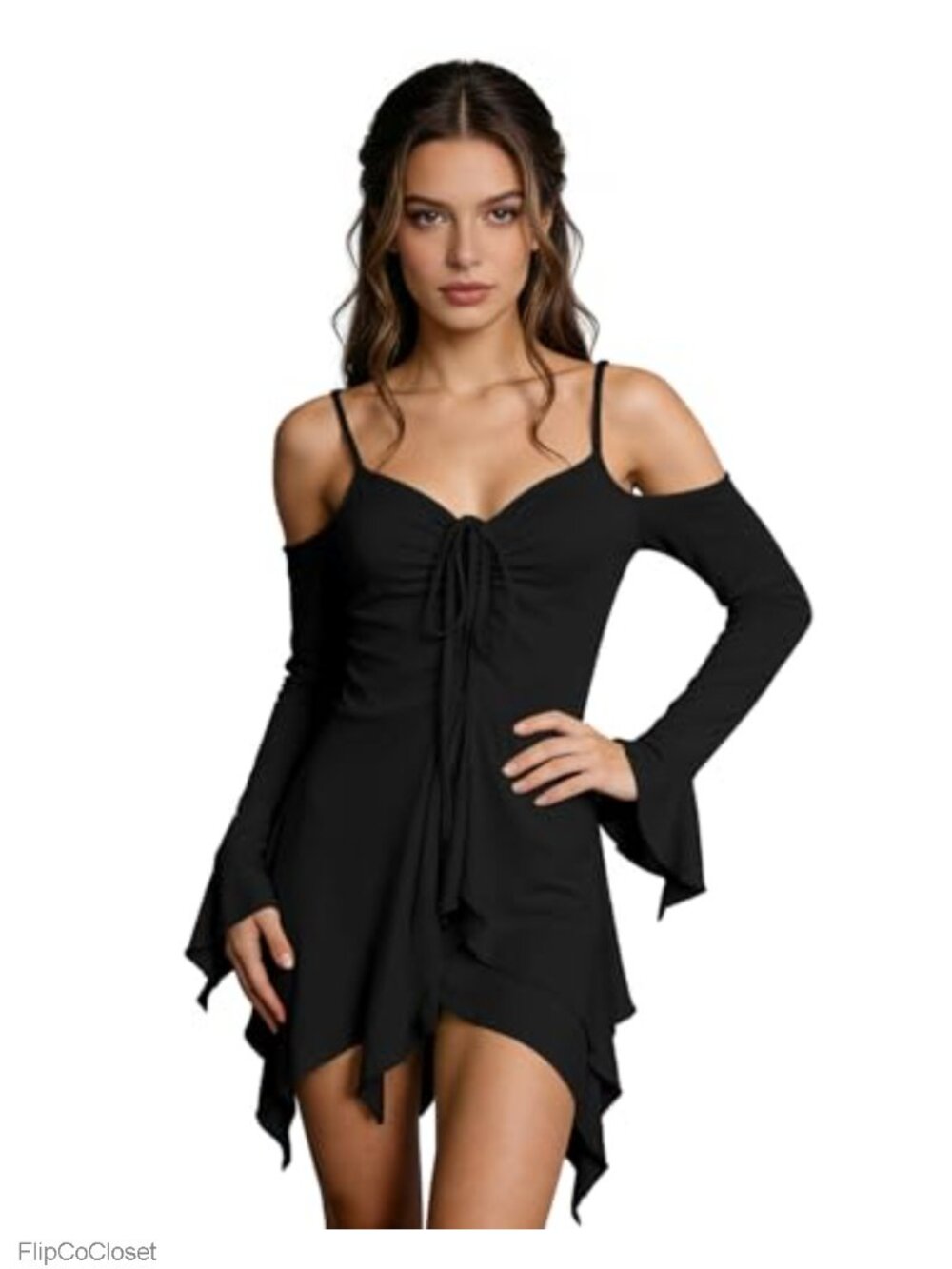 Women's Renaissance Fairy Mini Dress with Flared Sleeves